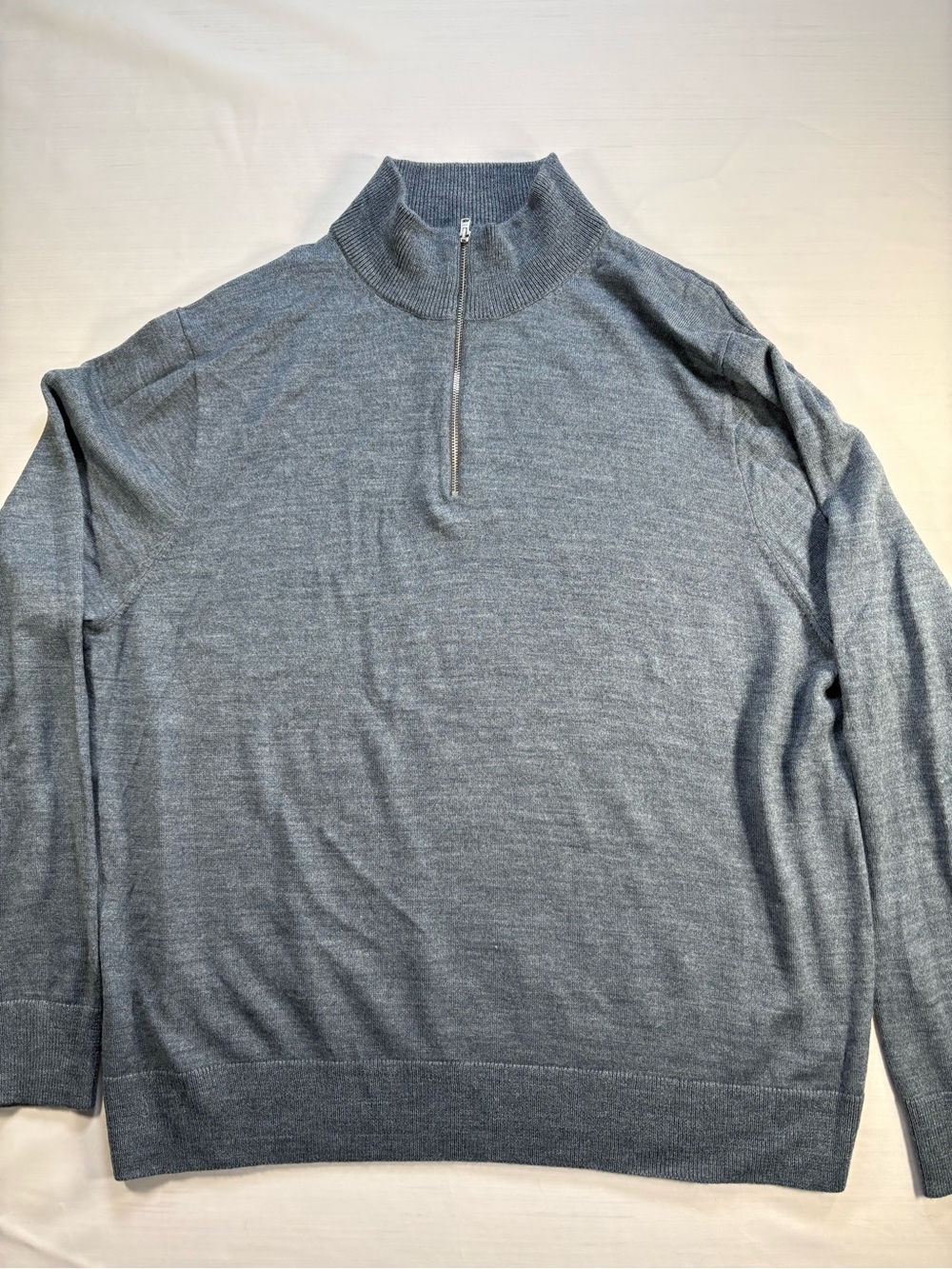 J.Crew Mens XXL Grey Merino Wool 1/4 Zip Pullover Sweater - Picture 2 of 6
